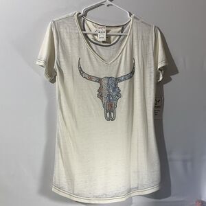 Cowgirl Hardware Cavenders Cow Skull T Shirt Womens Medium Nwt